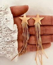 Load image into Gallery viewer, Gold Star Long Tassel Statement Earrings for Women – Trendy Drop Party Jewelry Gift
