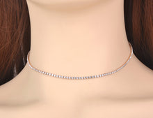 Load image into Gallery viewer, This beautiful tennis necklace is made of stainless steel and comes in three colours: rose gold, gold and silver. It is adorned with cubic zirconia which gives the necklace divine sparkling effect. This necklace is a perfect piece for an elegant occasion outfit. It has a size adjustable chain with a lobster clasp.&nbsp;
