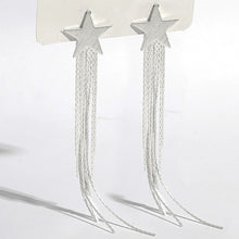 Load image into Gallery viewer, SARA - Gold Star Long Tassel Statement Earrings for Women – Trendy Drop Party Jewelry Gift

