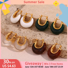 Load image into Gallery viewer, VANITY - Multiple Colors New Year Jewellery Acrylic White Clear Green Burgundy Small Round Fat  Stainless Steel Hoop Earrings For Women
