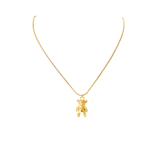 Add a playful touch to your style with this stainless steel gold color bear pendant necklace. Plated in radiant gold, this charming necklace features an adorable bear pendant that brings a fun yet sophisticated flair to any outfit. Durable and lightweight, it's perfect for everyday wear or as a delightful holiday gift. A unique and stylish addition to any jewelry collection!