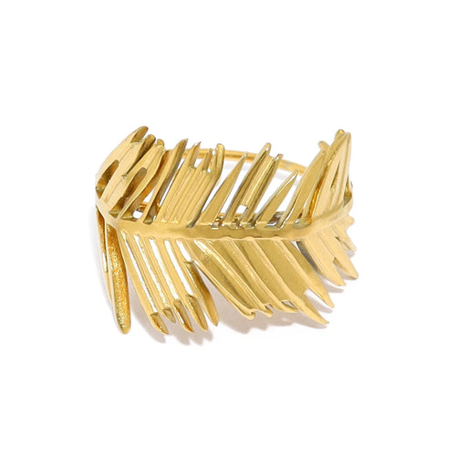 Embrace nature-inspired elegance with this stunning irregular leaf stainless steel ring, designed to make a bold yet refined statement. The ring's unique, asymmetrical leaf design creates an eye-catching, chic look that's perfect for the modern woman who loves to stand out. Crafted from durable, waterproof stainless steel, this trendy piece effortlessly blends creativity with everyday wear. Whether you're styling it for casual outings or adding flair to a more polished ensemble, this ring is the perfect acc