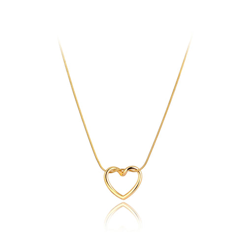 Stainless steel necklace comes in two colours: gold and silver. This simple and elegant necklace is adorned with a twisted hollow heart pendant. It is a perfect piece for an elegant occasion outfit as well as for daily combinations. The necklace has a size adjustable chain with a lobster clasp. 