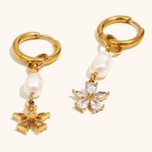 Load image into Gallery viewer, NOLEN - Freshwater Pearl Flower Zircon Tassel Earrings for Women - Gold-Plated Stainless Steel
