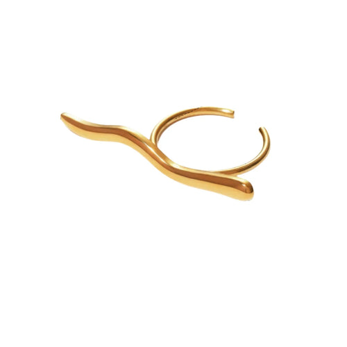 Add a modern twist to your look with this adjustable, stainless steel minimalist ring in 18k gold color, designed for women who love unique and stylish jewelry. Featuring a sleek ring with a longer pipe attached, this creative design combines simplicity with a bold, architectural feel. Waterproof and durable, it’s perfect for everyday wear or special occasions, adding a touch of refined elegance and personality to any outfit.