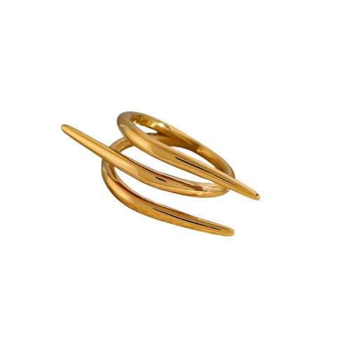 Elevate your style with this chic and adjustable, gold plated, stainless steel ring in gold and silver colour, designed for women who appreciate minimalist and classy jewelry. Featuring a unique design of three simple pipes, this sleek and modern ring adds a touch of elegance to any outfit. Waterproof and durable, it's perfect for everyday wear or special occasions, making it a versatile addition to your jewelry collection.