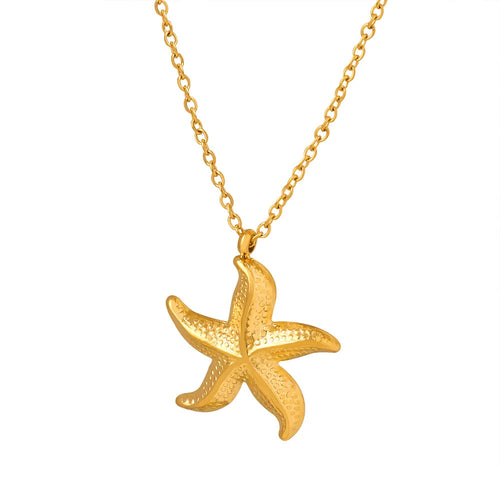 Make a bold statement with this edgy stainless steel star pendant necklace, designed for the modern woman with a punk-inspired aesthetic. Gold-plated for a sleek and stylish finish, this necklace exudes confidence and individuality. The striking star pendant adds a touch of celestial charm, making it the perfect accessory to elevate any look. Whether you're dressing up for a night out or adding a rebellious flair to your everyday style, this necklace is a versatile and eye-catching piece.