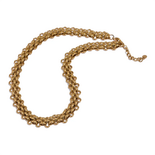 Load image into Gallery viewer, Beautiful statement necklace comes in two colours. It is made of chain in Cuban style and due to its luxurious and glamorous look, it can be worn with daily and evening outfits. It has a size adjustable lobster clasp and can be combined with the bracelet as a set.
