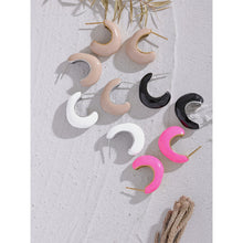 Load image into Gallery viewer, Trendy, statement earrings are made of stainless steel and come in several different colours.  One side of the earrings is coloured while the other one is in steel or gold plated colour.  The earrings are bug but light, which makes them very comfortable for wearing.  They have stud fastening.
