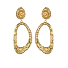 Load image into Gallery viewer, Embrace timeless elegance with these French retro-inspired earrings, featuring irregular oval pendants gracefully hanging from small hammered circles. Crafted from high-quality stainless steel, their unique design exudes romance and sophistication. Perfect for weddings, special occasions, or everyday charm, these earrings make a stylish and thoughtful gift.
