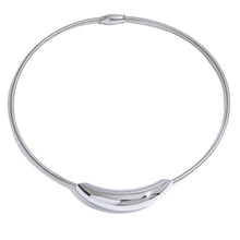 Load image into Gallery viewer, Stainless steel choker necklace comes in gold and silver colour. It is adorned with an interesting cilindar shape which makes this necklace, although simple, still very interesting. The necklace has magnetic clasp and it is a perfect accessory to any evening dress or suit.
