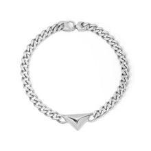 Load image into Gallery viewer, Make a bold yet understated statement with this luxury stainless steel Cuban chain geometric triangle necklace. Featuring a sleek triangle pendant paired with a classic Cuban chain, this unisex piece blends modern design with timeless appeal. Crafted from durable stainless steel, it offers a stylish, tarnish-resistant finish perfect for everyday wear or special occasions. 
