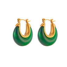 Load image into Gallery viewer, VANITY - Multiple Colors New Year Jewellery Acrylic White Clear Green Burgundy Small Round Fat  Stainless Steel Hoop Earrings For Women
