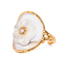 Load image into Gallery viewer, Gold Plated Stainless Steel Oval Resin Flower Stainless Steel Open Ring
