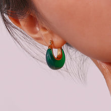 Load image into Gallery viewer, VANITY - Multiple Colors New Year Jewellery Acrylic White Clear Green Burgundy Small Round Fat  Stainless Steel Hoop Earrings For Women
