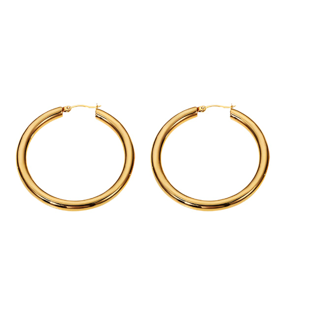 Make a bold statement with these chunky geometric gold plated hollow hoop earrings. Featuring a sleek, thick design and crafted from durable stainless steel, these big circle hoops offer a modern yet timeless look. Their radiant gold plating adds a touch of luxury, making them perfect for both everyday wear and special occasions. A chic and versatile accessory for any jewelry collection!