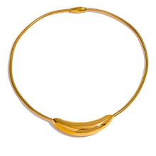 Load image into Gallery viewer, Stainless steel choker necklace comes in gold and silver colour. It is adorned with an interesting cilindar shape which makes this necklace, although simple, still very interesting. The necklace has magnetic clasp and it is a perfect accessory to any evening dress or suit.
