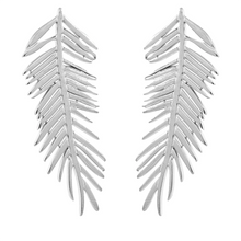 Load image into Gallery viewer, These long leaves statement stud earrings are a striking addition to any jewelry collection, crafted from durable, waterproof stainless steel in gold and silver tones. Featuring bold leaf designs, they bring a touch of nature-inspired elegance with a modern twist. Their large, eye-catching shape makes them a perfect statement piece, adding both style and sophistication to any outfit. 
