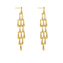 Load image into Gallery viewer, These creative teardrop earrings feature an intricate mesh design, plated in gold for a luxurious yet lightweight look. Crafted from high-quality stainless steel, they include delicate long tassels that add movement and elegance, making them a standout accessory for any occasion. Perfect for those who love stylish, eye-catching jewelry, these earrings offer a chic blend of modern flair and timeless charm, ideal for effortlessly enhancing any outfit.
