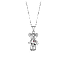 Load image into Gallery viewer, Necklace is made out of stainless steel and comes in two colours: gold and silver. Pendant is in a shape of a cute teddy bear and it is additionally adorned with cubic zirconia stars in pink colour. This beautiful necklace can be worn with daily or evening outfit. It has a size adjustable lobster clasp
