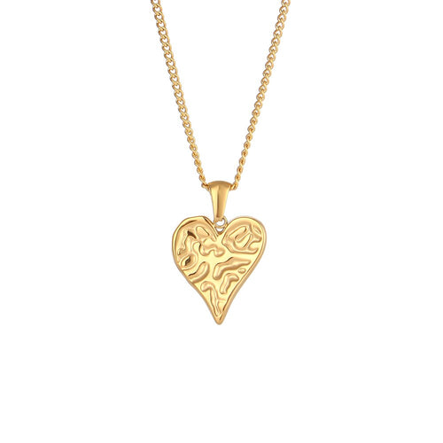 This gorgeous heart pendant necklace is made out of 18K gold plated stainless steel. Heart pedant is adorned with interesting cuts on its surface.The necklace can be perfectly combined with any type of daily or night outfit. It has a size adjustable chain with a lobster clasp. 