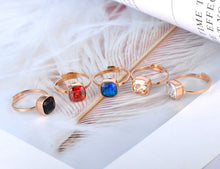 Load image into Gallery viewer, Lokaer Sparkling Design Titanium Stainless Steel Wedding Ring Jewelry Rose Gold Mosaic CZ Crystal Party Rings For Women R19156

