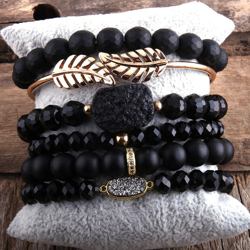 RH Fashion Boho Natural Beaded Bracelet Sets & 6pc Stack Bracelet Set For Bohemian Jewelry DropShip