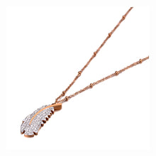 Load image into Gallery viewer, Lokaer Rose Gold Titanium Stainless Steel Feather Charm Choker Necklaces Bohemia CZ Crystal Pendant Necklace For Women 
