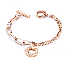 Load image into Gallery viewer, Stainless Steel Asymmetric Chain Ladies Bracelet Trendy Rose Gold Love Charms Bracelet  Jewelry For Women Girls 
