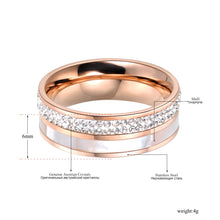 Load image into Gallery viewer, Lokaer Rose Gold Color  Rhinestone &amp; Shell Wedding Rings Jewelry 316L Stainless Steel Engagement Ring For Women Gift R18050
