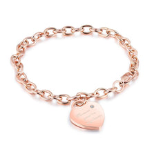 Load image into Gallery viewer, Trendy Titanium Stainless Steel Heart Charm Bracelets Rose Gold Color Female Models Love Chain &amp; Link Bracelets B18195
