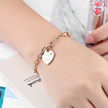 Load image into Gallery viewer, Trendy Titanium Stainless Steel Heart Charm Bracelets Rose Gold Color Female Models Love Chain &amp; Link Bracelets B18195
