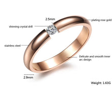 Load image into Gallery viewer, Lokaer Single Crystal Ring For Women Rose Gold/White/Black Color Stainless Steel Wedding Engagement Ring Jewelry Gifts R19101
