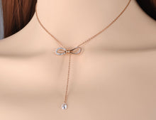 Load image into Gallery viewer, Trendy AAA CZ Crystal Three-dimensional Bowknot Necklace Stainless Steel Wedding Necklace Jewelry For Women Gifts 
