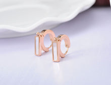 Load image into Gallery viewer, Fashion White &amp; Black Shell Hoop Earrings For Women Rose Gold Color Titanium Steel Female Earrings Jewelry 
