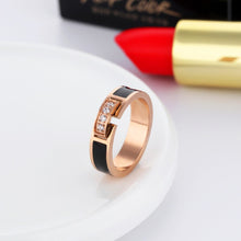 Load image into Gallery viewer, Trendy Stainless Steel Wedding Ring Rose Gold Color Ring For Women AAA+ Cubic Zirconia Female Engagement Jewelry R19103
