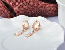 Load image into Gallery viewer, Fashion White &amp; Black Shell Hoop Earrings For Women Rose Gold Color Titanium Steel Female Earrings Jewelry 
