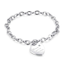 Load image into Gallery viewer, Lokaer Trendy Titanium Stainless Steel Heart Charm Bracelets Rose Gold Color Female Models Love Chain &amp; Link Bracelets B18195
