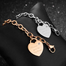 Load image into Gallery viewer, Trendy Titanium Stainless Steel Heart Charm Bracelets Rose Gold Color Female Models Love Chain &amp; Link Bracelets B18195
