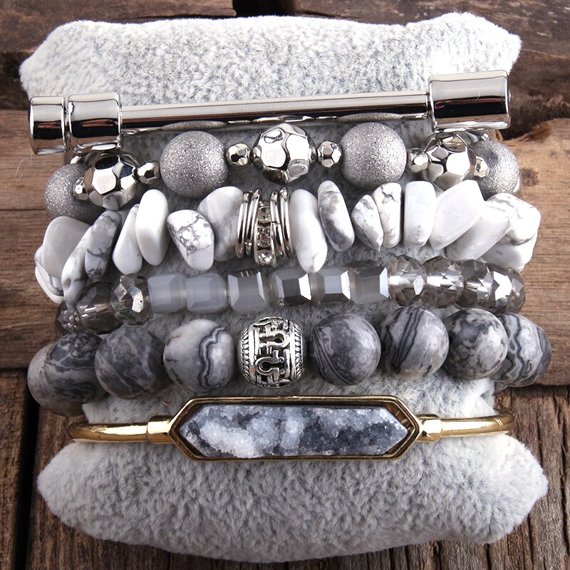 RH Fashion Boho Natural Beaded Bracelet Sets & 6pc Stack Bracelet Set For Bohemian Jewelry DropShip