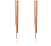 Load image into Gallery viewer, Elegant stainless steel earrings are made in a rose gold colour. These beautiful earrings are made as a stainless steel long tassel which gives them classy look. Earrings are rose gold plated and represent perfect accessory for your evening night out. They have stud fastening.
