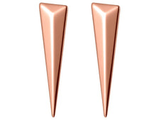 Load image into Gallery viewer, Rock glam earrings are made of stainless steel and come in two colours: rose gold and silver. Earrings are in a shape of a big triangle and has stud closure. They are perfect for spicing up your rock glam look.
