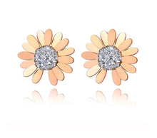 Load image into Gallery viewer, Cute Rhinestone Small Daisy Sun Flower Stud Earrings Stainless Steel Trendy Plant Earrings Jewelry For Women Girls 
