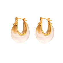 Load image into Gallery viewer, VANITY - Multiple Colors New Year Jewellery Acrylic White Clear Green Burgundy Small Round Fat  Stainless Steel Hoop Earrings For Women
