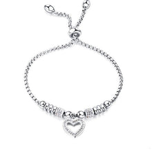Load image into Gallery viewer, LIV - Lokaer Titanium Stainless Steel Mosaic Crytal Heart Charm Bracelets For Girls Rose Gold Adjustable Chain &amp; Link Bracelet B20053
