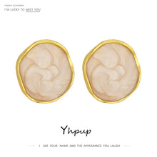 Load image into Gallery viewer, ITZELA - Yhpup Fashion Minimalist Wave Round Korean Stud Earrings Exquisite Enamel Geometric Zinc Alloy Earrings Jewelry for Girl Office
