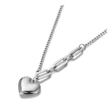 Load image into Gallery viewer, Bohemian necklace is made of stainless steel that is three times gold plated. It is made of link chain. At the bottom of a necklace links are much bigger at one side and makes the whole necklace very interesting. The necklace has a pedant in a shape of a heart which makes this necklace a perfect gift for your loved ones.
