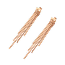 Load image into Gallery viewer, Elegant stainless steel earrings are made in a rose gold colour. These beautiful earrings are made as a stainless steel long tassel which gives them classy look. Earrings are rose gold plated and represent perfect accessory for your evening night out. They have stud fastening.
