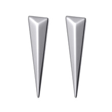 Load image into Gallery viewer, Rock glam earrings are made of stainless steel and come in two colours: rose gold and silver. Earrings are in a shape of a big triangle and has stud closure. They are perfect for spicing up your rock glam look.
