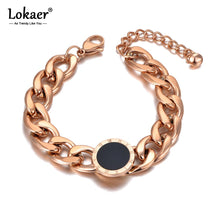 Load image into Gallery viewer, Lokaer Hiphop/Rock Titanium Stainless Steel Big Thick Chain Bracelets For Women Roman Numerals Chain Link Bracelet Bangle B20171
